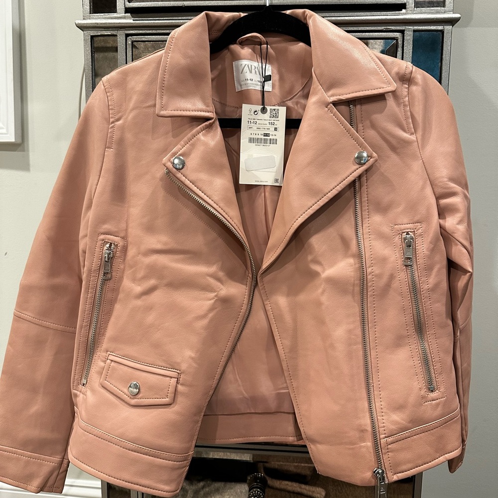 Zara leather biker jacket, brand new with tags